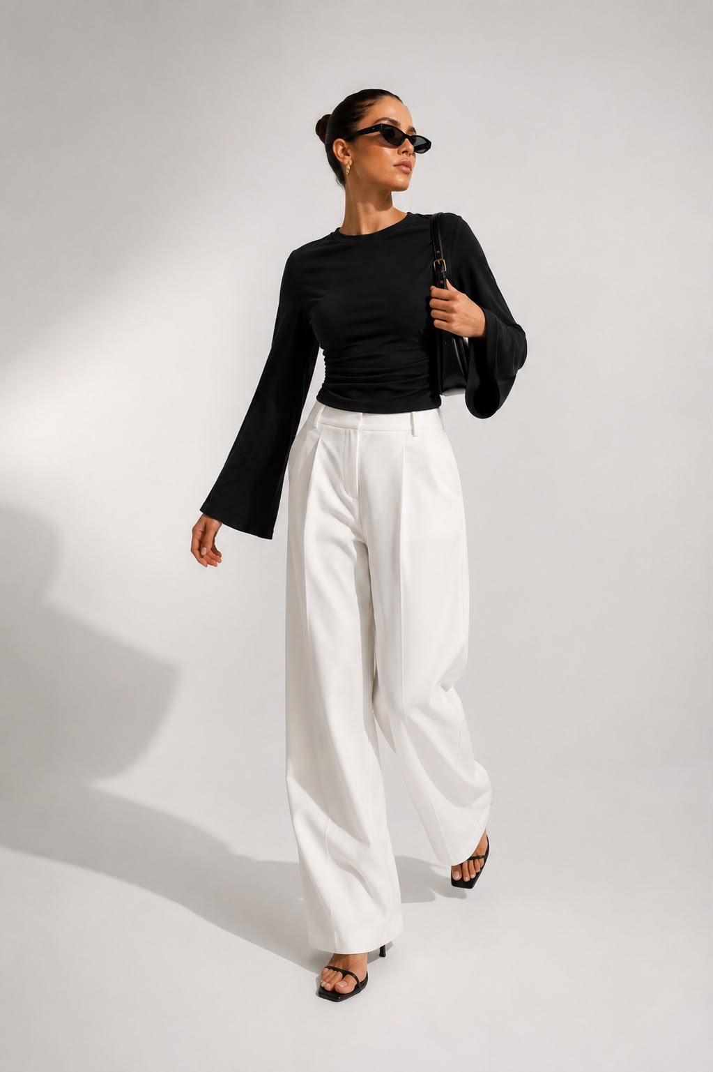 Hira Clothing Drapeli Yarasa Kol Bel Oturtmalı Likralı Doğal Viskon Bluz