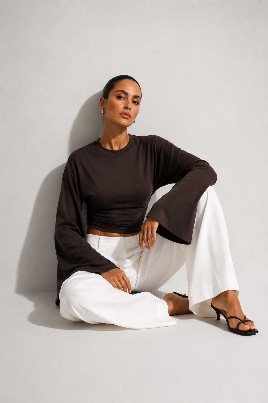 Hira Clothing Drapeli Yarasa Kol Bel Oturtmalı Likralı Doğal Viskon Bluz