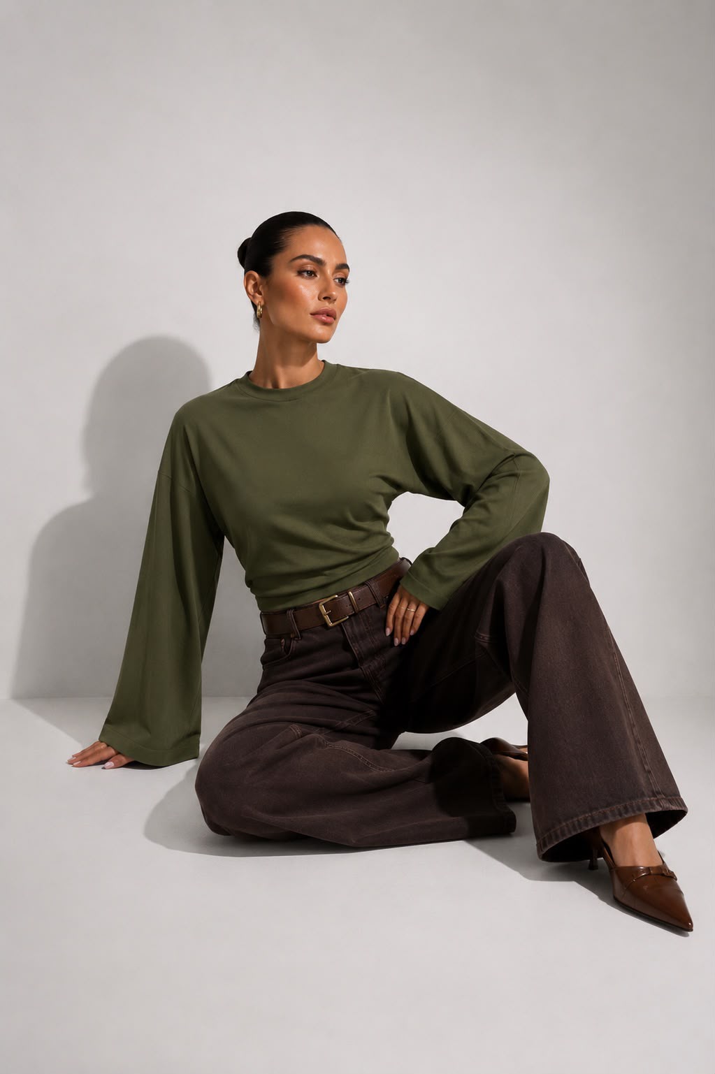 Hira Clothing Drapeli Yarasa Kol Bel Oturtmalı Likralı Doğal Viskon Bluz