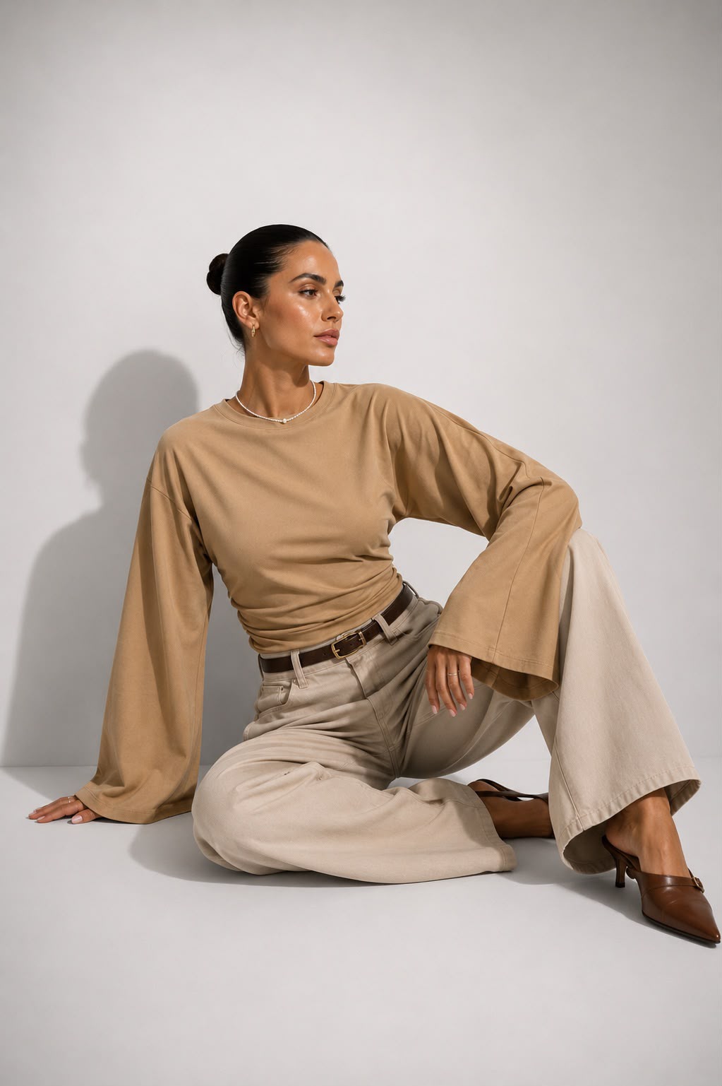 Hira Clothing Drapeli Yarasa Kol Bel Oturtmalı Likralı Doğal Viskon Bluz