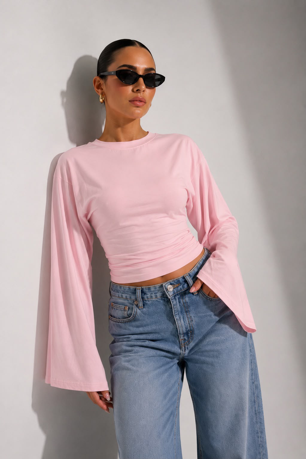 Hira Clothing Drapeli Yarasa Kol Bel Oturtmalı Likralı Doğal Viskon Bluz