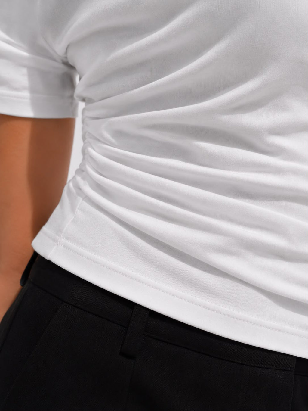 Kayık Yaka Açık Omuz Dekolteli Bel Oturtmalı T-Shirt\Top\Bluz