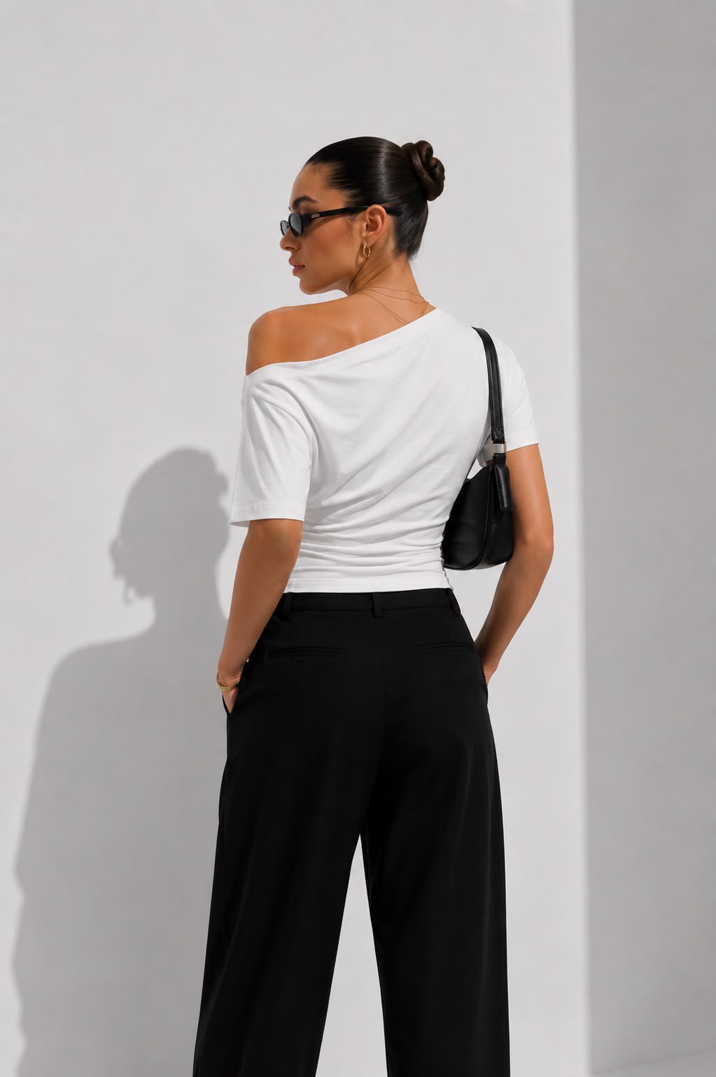 Kayık Yaka Açık Omuz Dekolteli Bel Oturtmalı T-Shirt\Top\Bluz