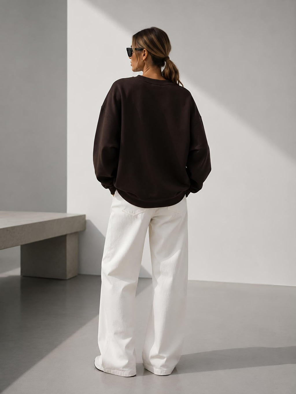 Kadın Pamuk Üç İplik Şardonlu Yumuşak Dokulu Oversize Sweatshirt
