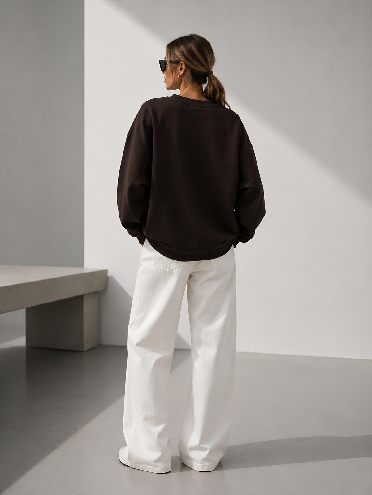 Kadın Pamuk Üç İplik Şardonlu Yumuşak Dokulu Oversize Sweatshirt