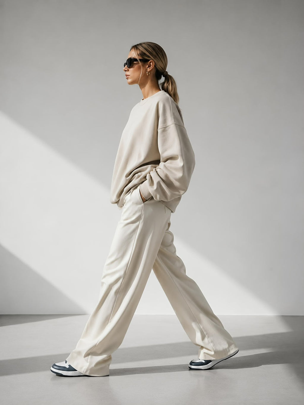 Kadın Pamuk Üç İplik Şardonlu Yumuşak Dokulu Oversize Sweatshirt