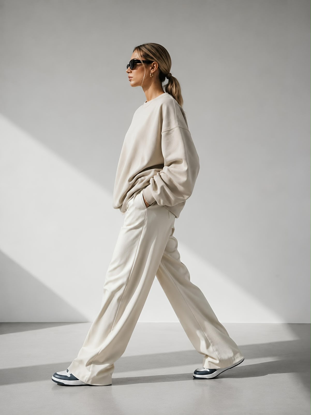 Kadın Pamuk Üç İplik Şardonlu Yumuşak Dokulu Oversize Sweatshirt