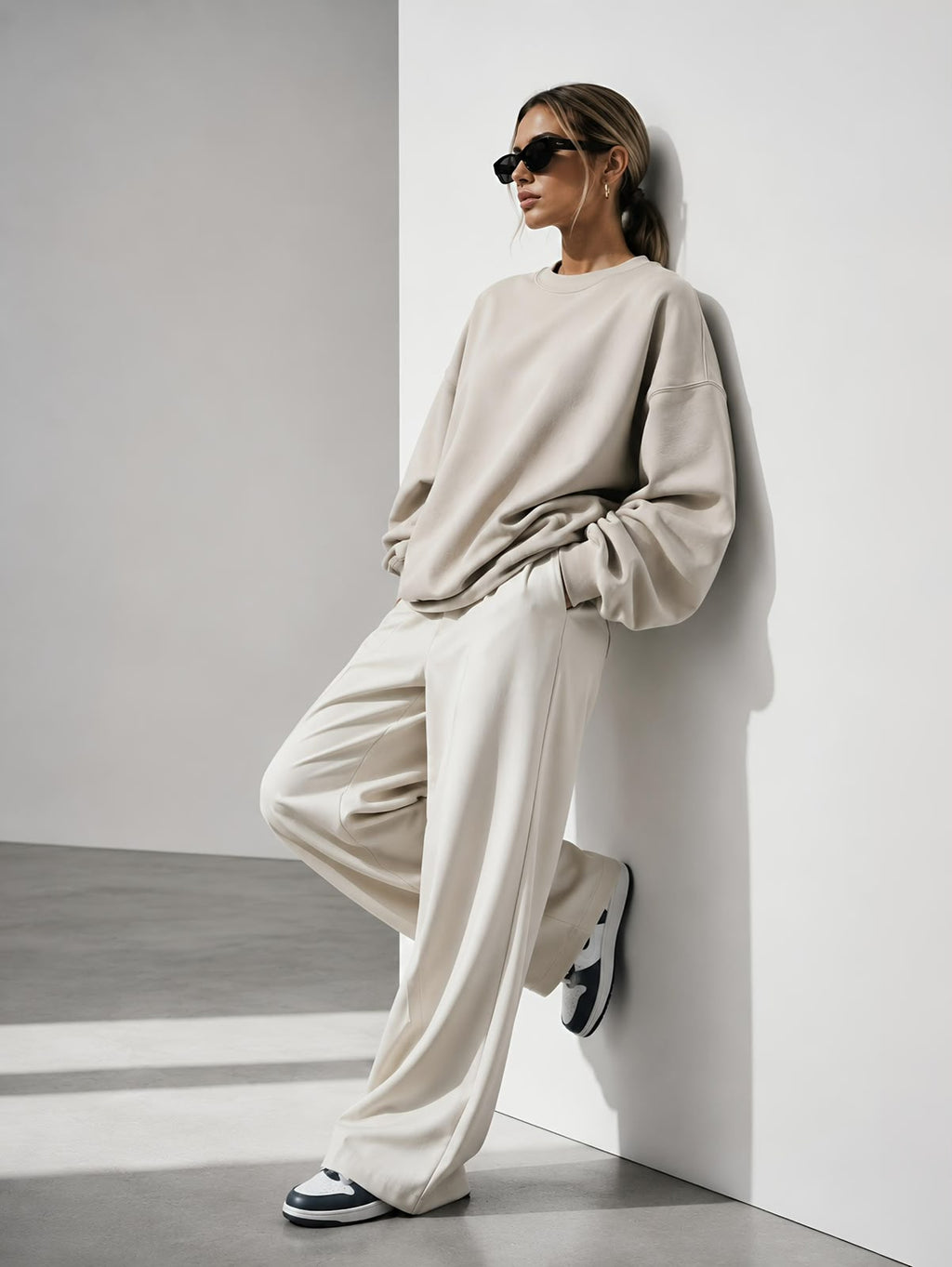 Kadın Pamuk Üç İplik Şardonlu Yumuşak Dokulu Oversize Sweatshirt