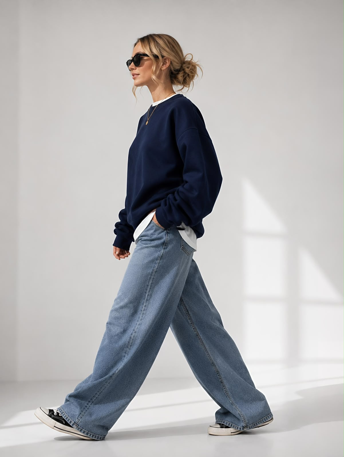 Kadın Pamuk Üç İplik Şardonlu Yumuşak Dokulu Oversize Sweatshirt