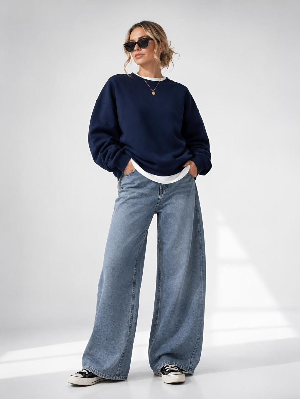 Kadın Pamuk Üç İplik Şardonlu Yumuşak Dokulu Oversize Sweatshirt