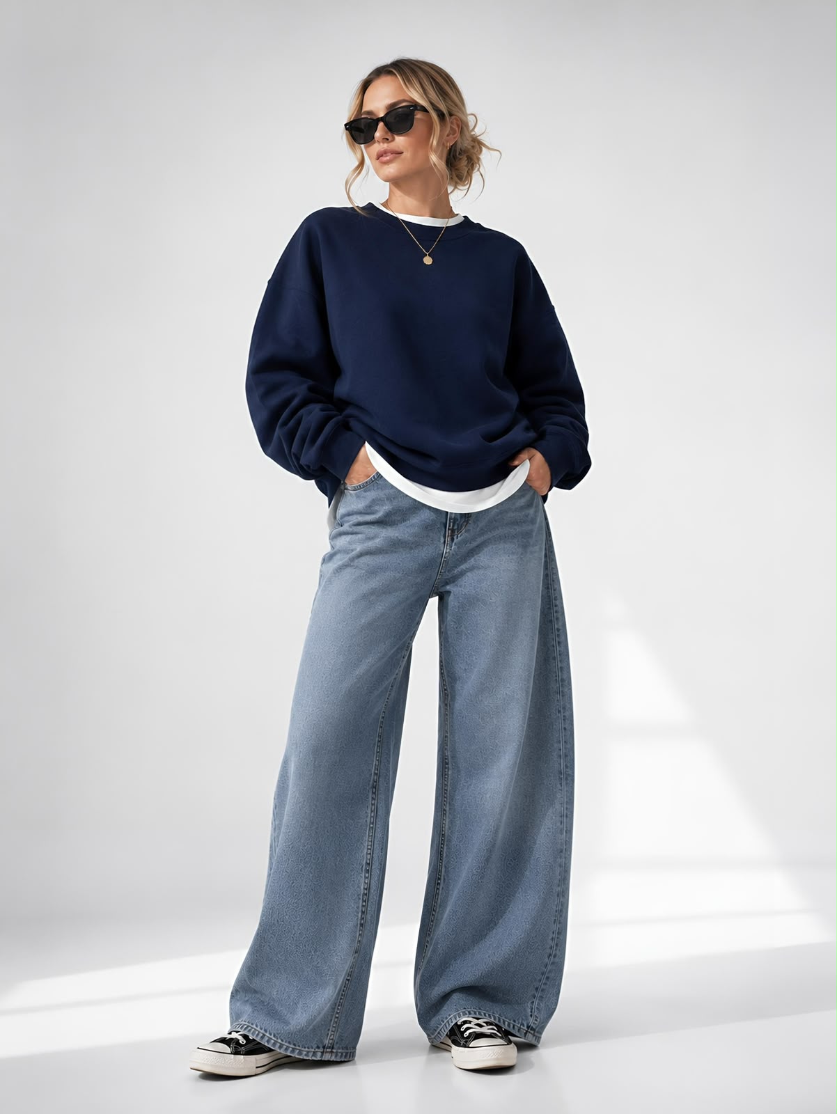 Kadın Pamuk Üç İplik Şardonlu Yumuşak Dokulu Oversize Sweatshirt