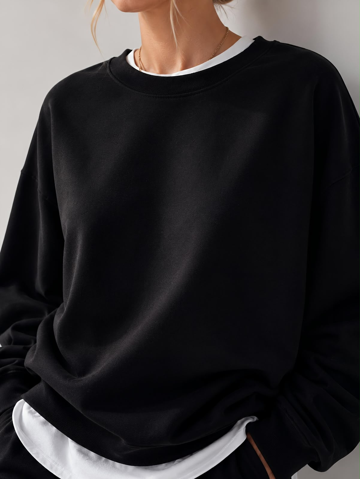 Kadın Pamuk Üç İplik Şardonlu Yumuşak Dokulu Oversize Sweatshirt