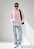 Kadın Pamuk Üç İplik Şardonlu Yumuşak Dokulu Oversize Sweatshirt