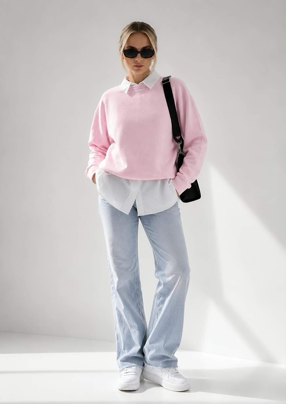 Kadın Pamuk Üç İplik Şardonlu Yumuşak Dokulu Oversize Sweatshirt
