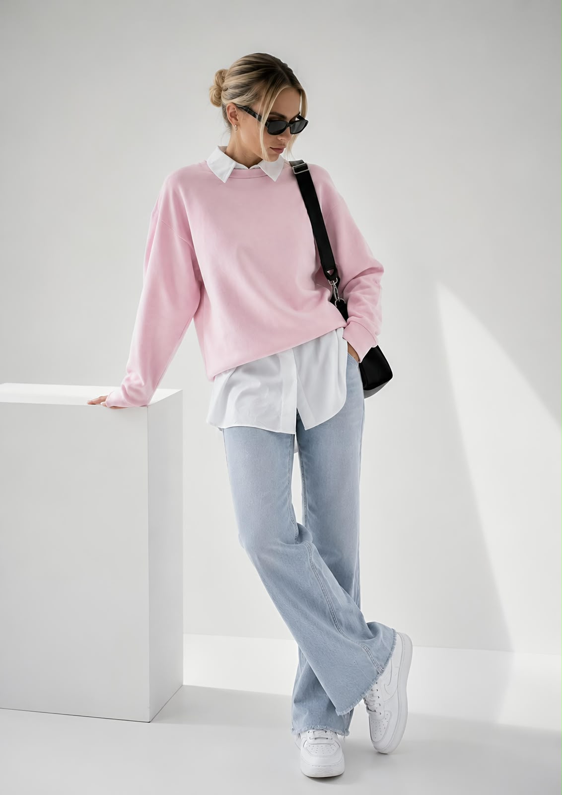 Kadın Pamuk Üç İplik Şardonlu Yumuşak Dokulu Oversize Sweatshirt