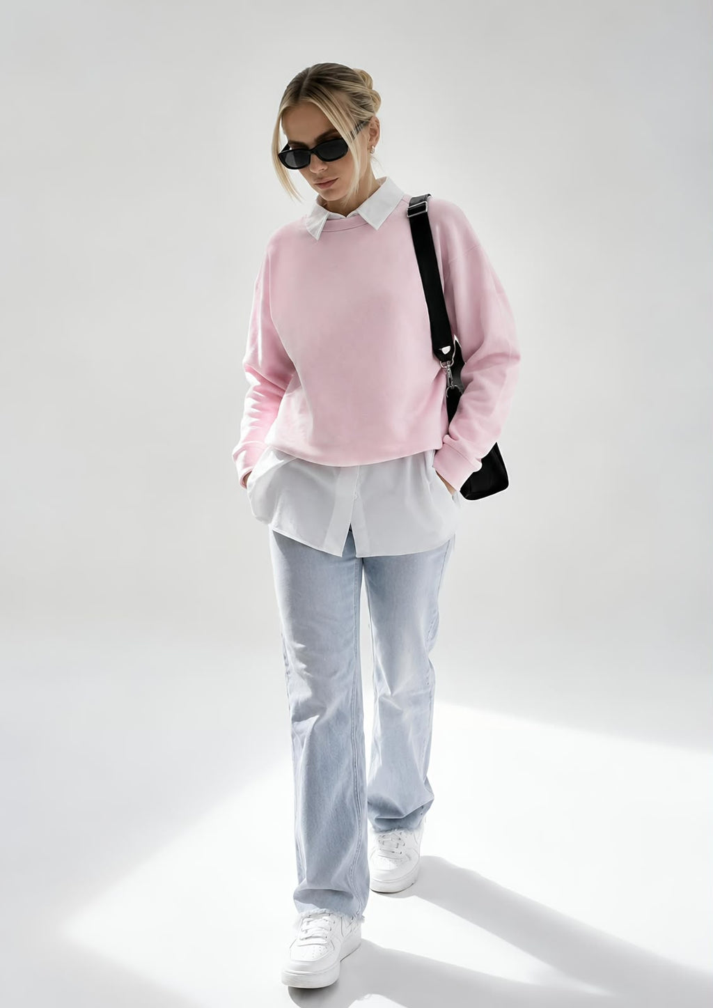 Kadın Pamuk Üç İplik Şardonlu Yumuşak Dokulu Oversize Sweatshirt