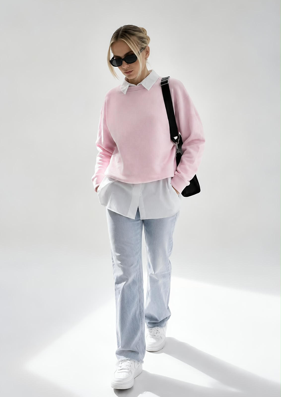 Kadın Pamuk Üç İplik Şardonlu Yumuşak Dokulu Oversize Sweatshirt