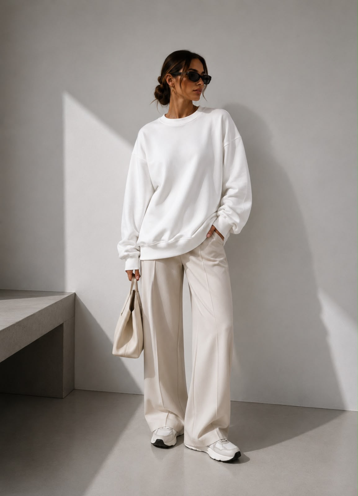 Kadın Pamuk Üç İplik Şardonlu Yumuşak Dokulu Oversize Sweatshirt