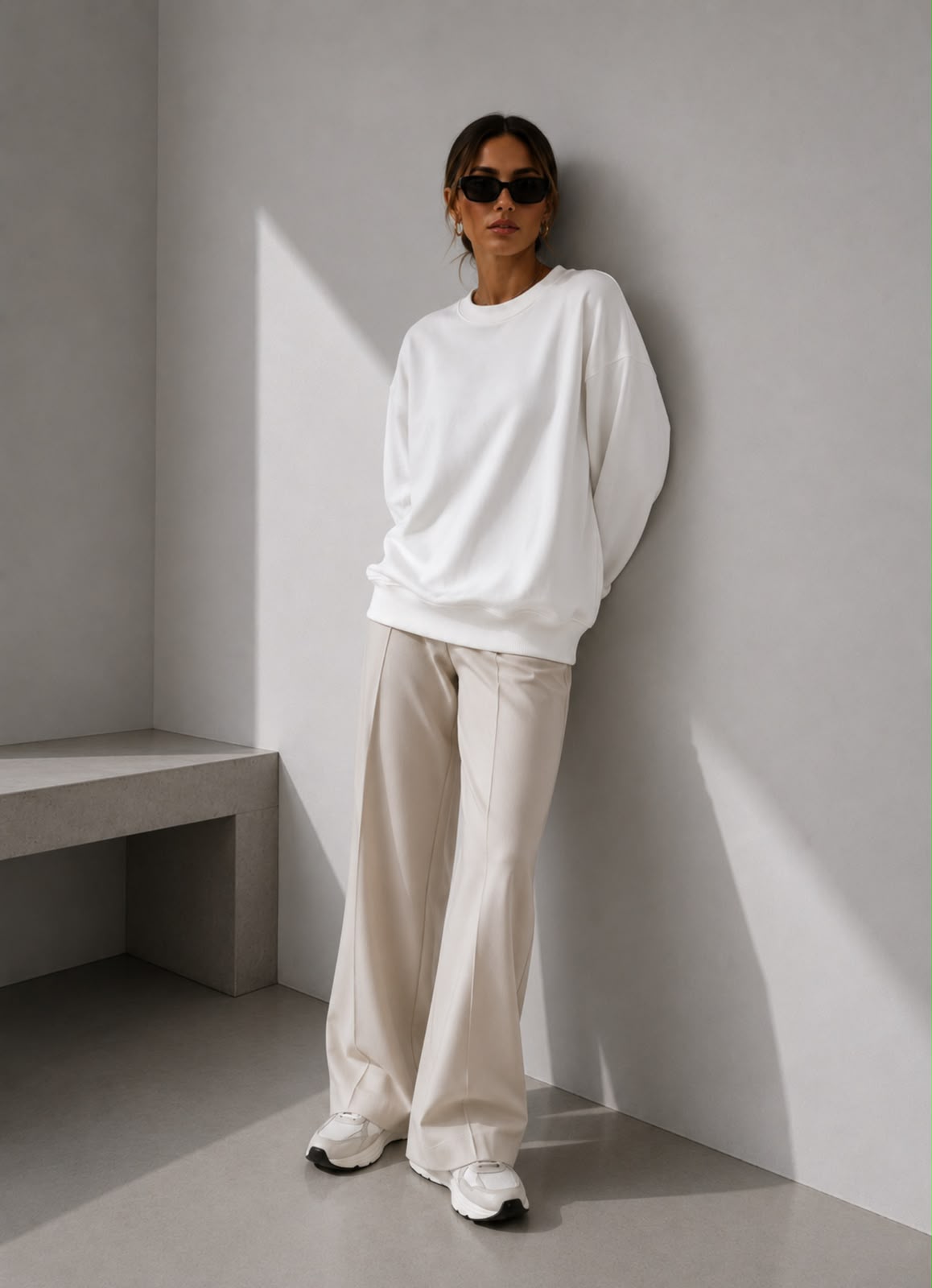Kadın Pamuk Üç İplik Şardonlu Yumuşak Dokulu Oversize Sweatshirt