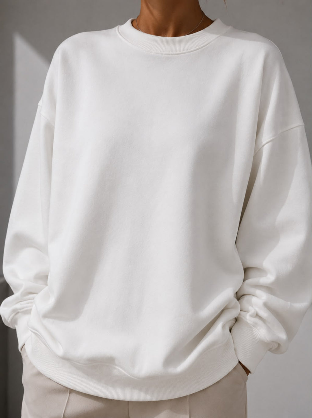 Kadın Pamuk Üç İplik Şardonlu Yumuşak Dokulu Oversize Sweatshirt