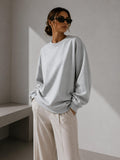 Kadın Pamuk Üç İplik Şardonlu Yumuşak Dokulu Oversize Sweatshirt