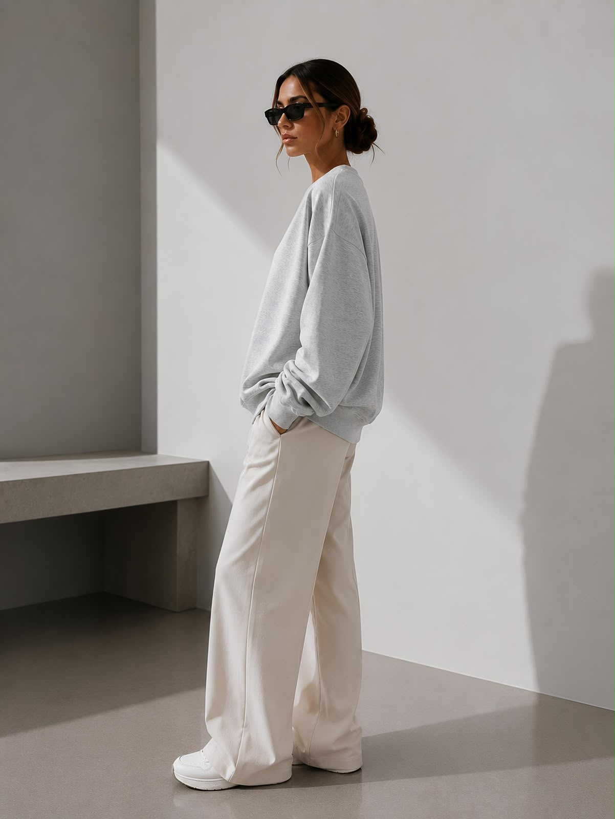 Kadın Pamuk Üç İplik Şardonlu Yumuşak Dokulu Oversize Sweatshirt