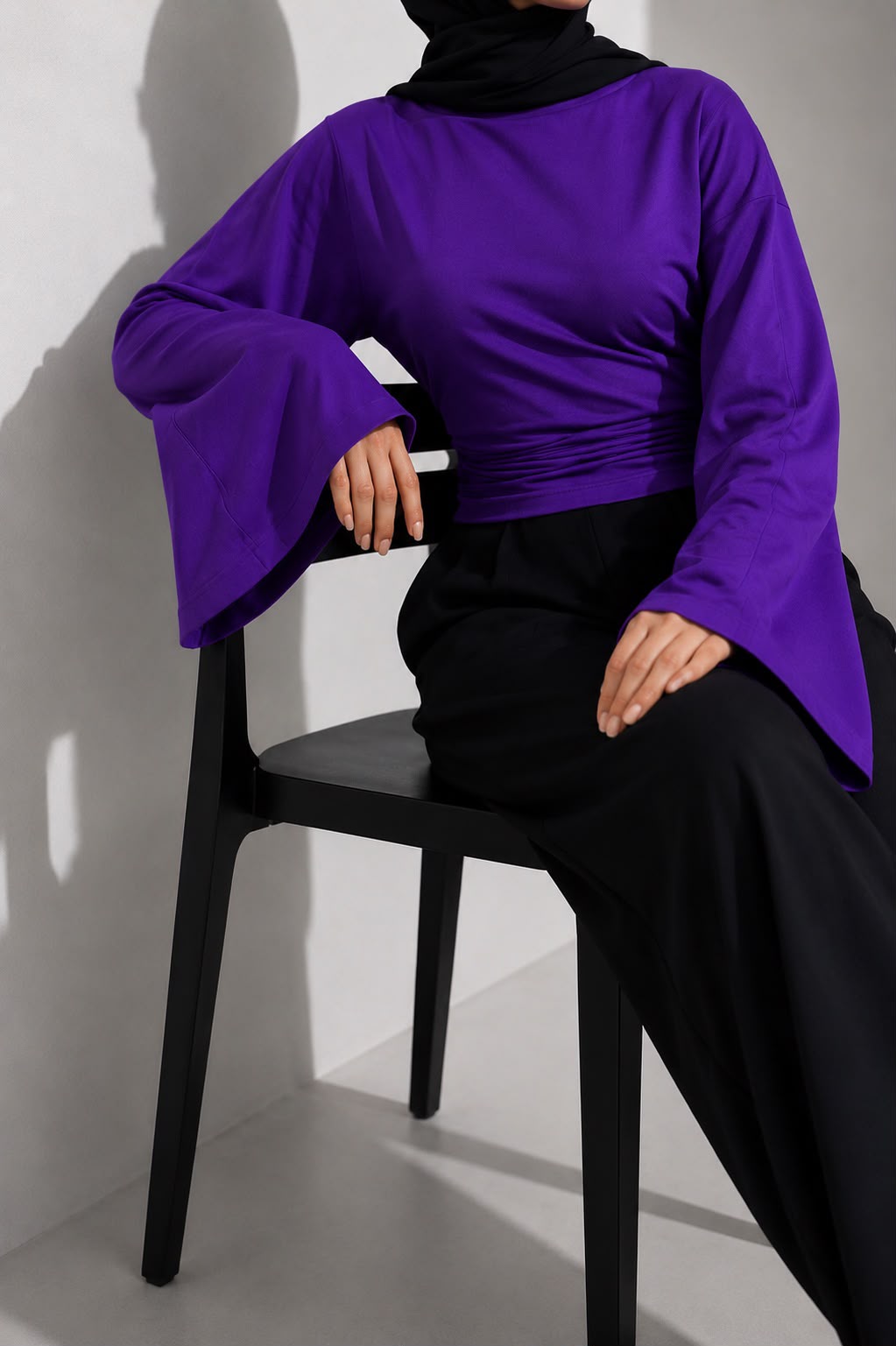 Hira Clothing Drapeli Yarasa Kol Bel Oturtmalı Likralı Doğal Viskon Bluz