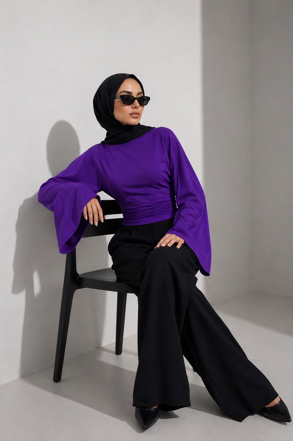 Hira Clothing Drapeli Yarasa Kol Bel Oturtmalı Likralı Doğal Viskon Bluz