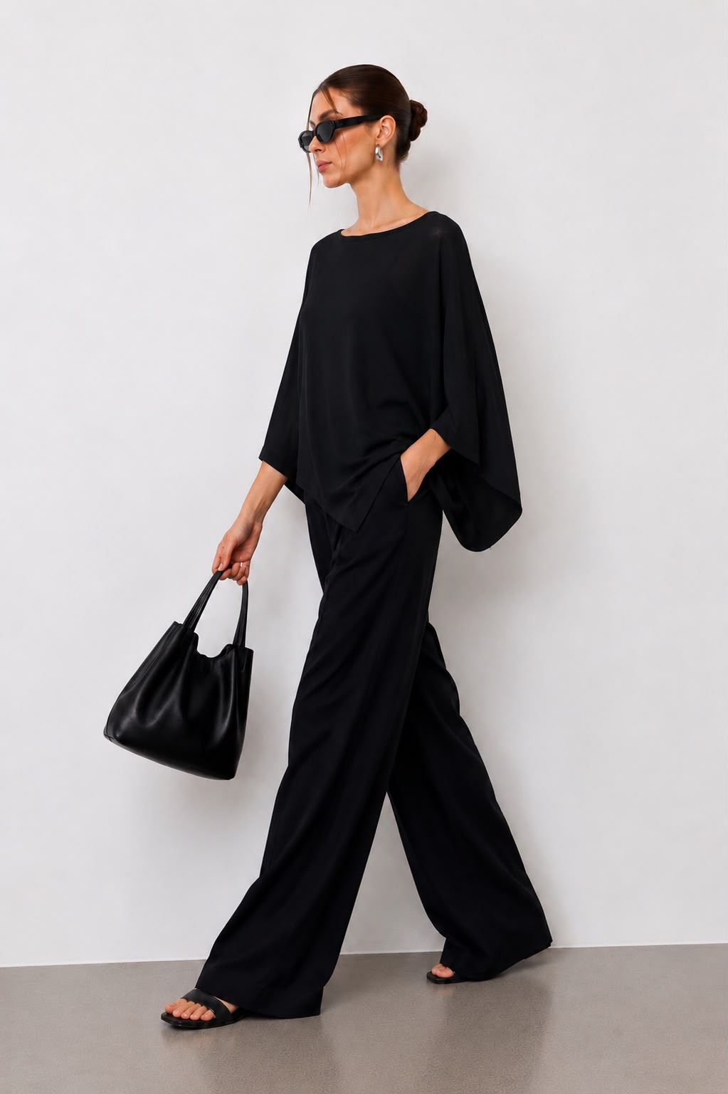 Hira Clothing Asimetrik Kesim Çift Yönlü Salaş Bluz/Panço