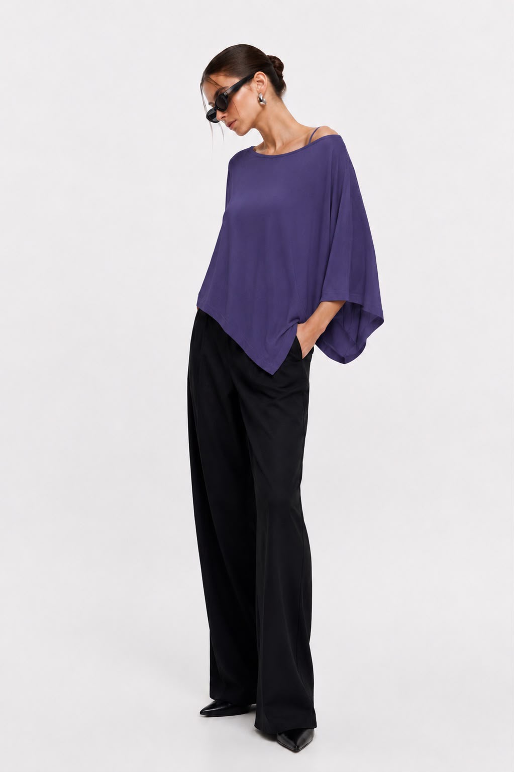 Hira Clothing Asimetrik Kesim Çift Yönlü Salaş Bluz/Panço