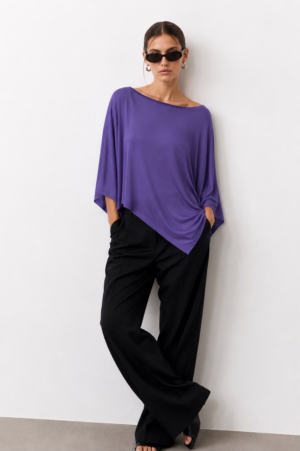 Hira Clothing Asimetrik Kesim Çift Yönlü Salaş Bluz/Panço