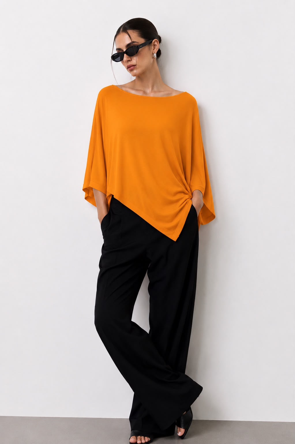 Hira Clothing Asimetrik Kesim Çift Yönlü Salaş Bluz/Panço