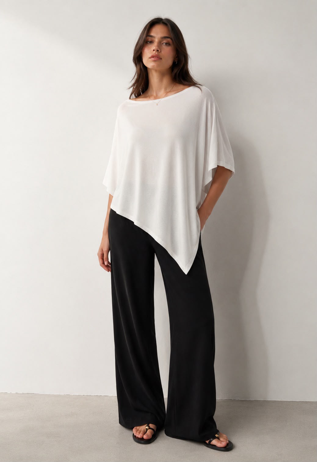 Hira Clothing Asimetrik Kesim Çift Yönlü Salaş Bluz/Panço