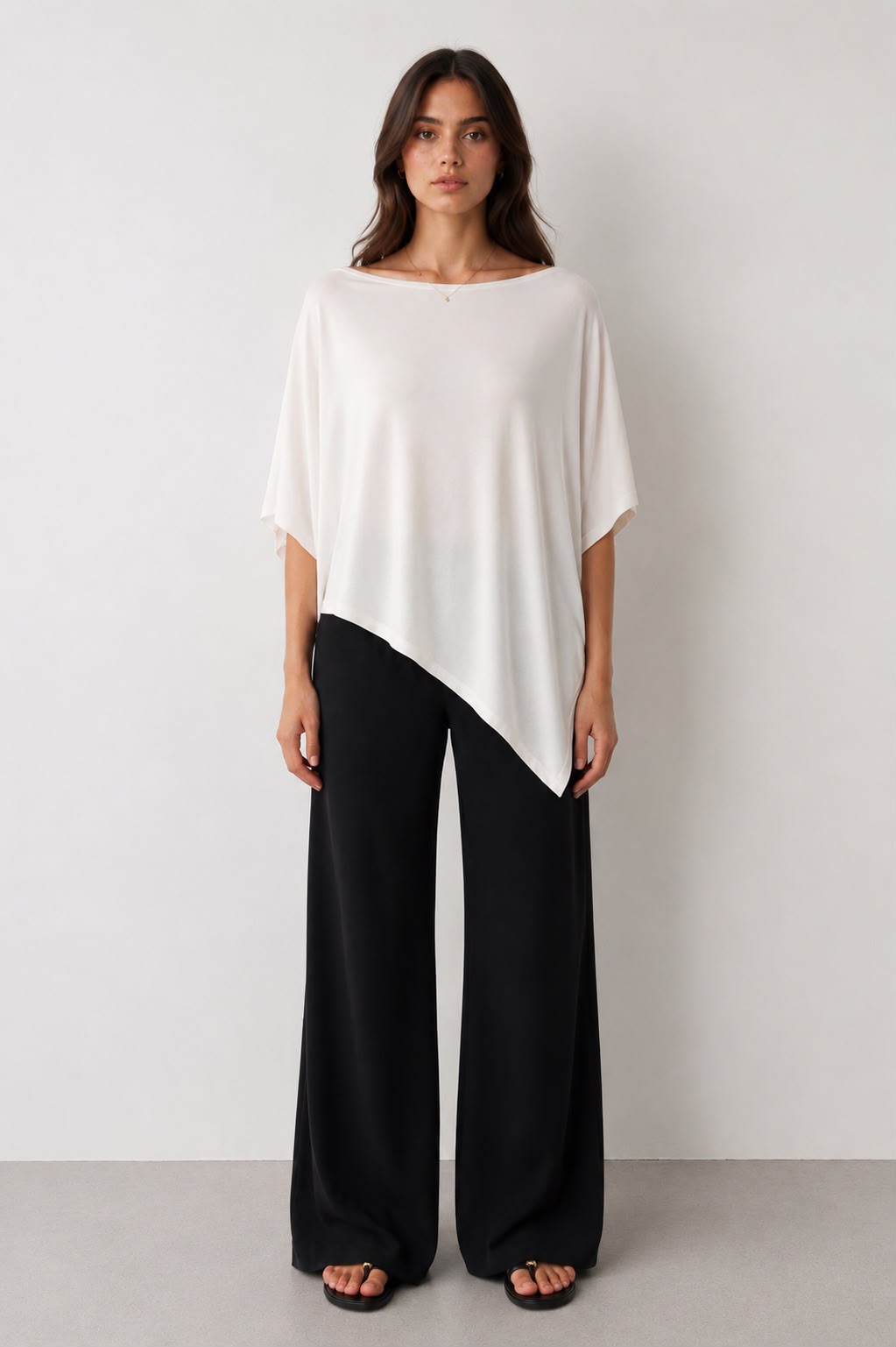 Hira Clothing Asimetrik Kesim Çift Yönlü Salaş Bluz/Panço