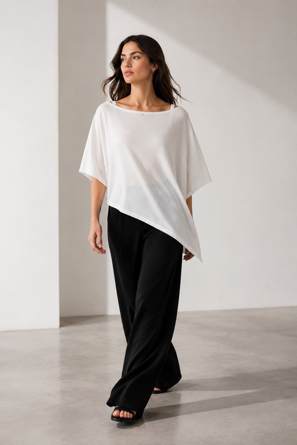 Hira Clothing Asimetrik Kesim Çift Yönlü Salaş Bluz/Panço