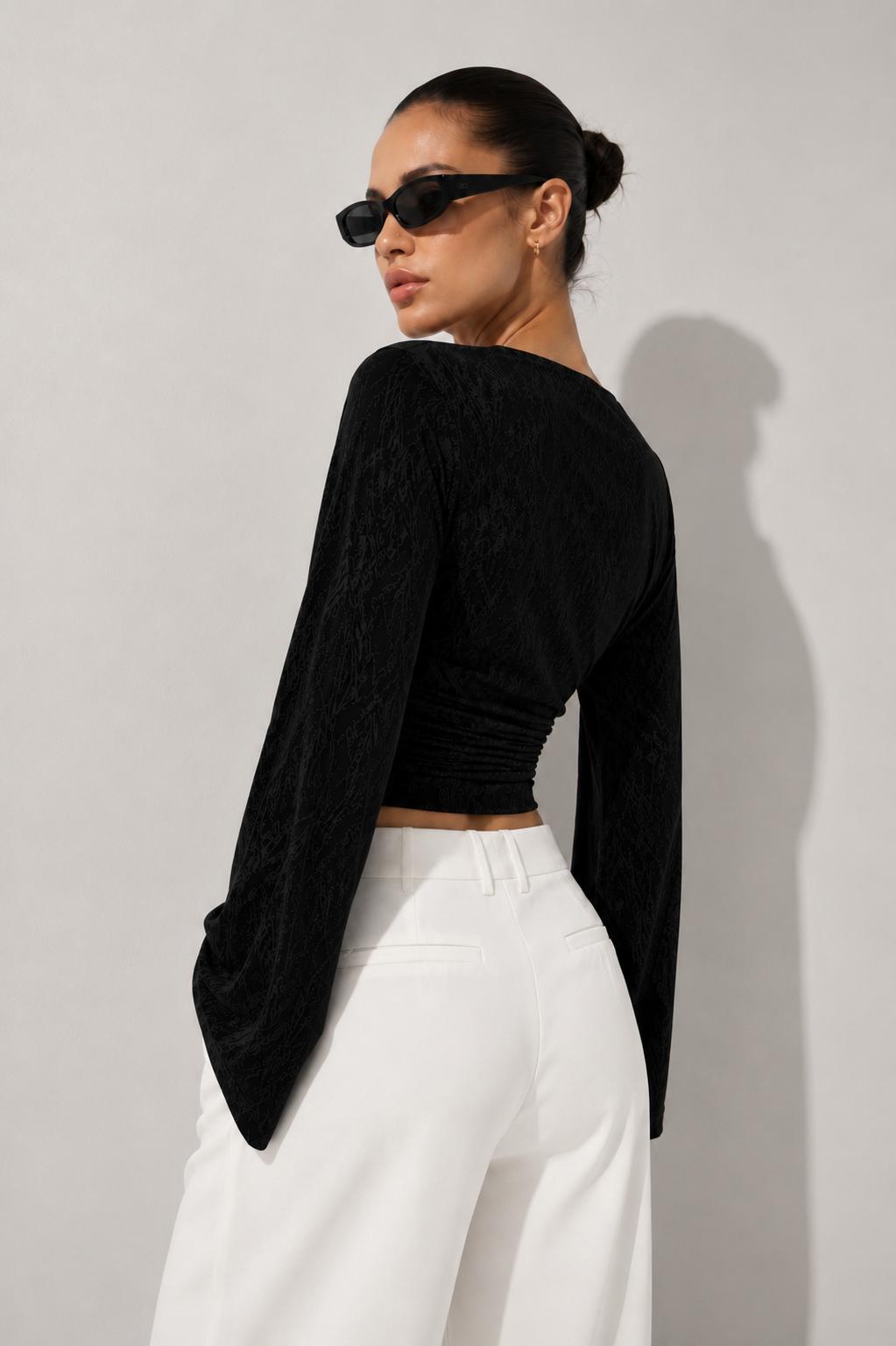 Hira Clothing Özel Seri Jakarlı Bel Oturtmalı Tesettüre Uyumlu Drapeli Bluz/Top