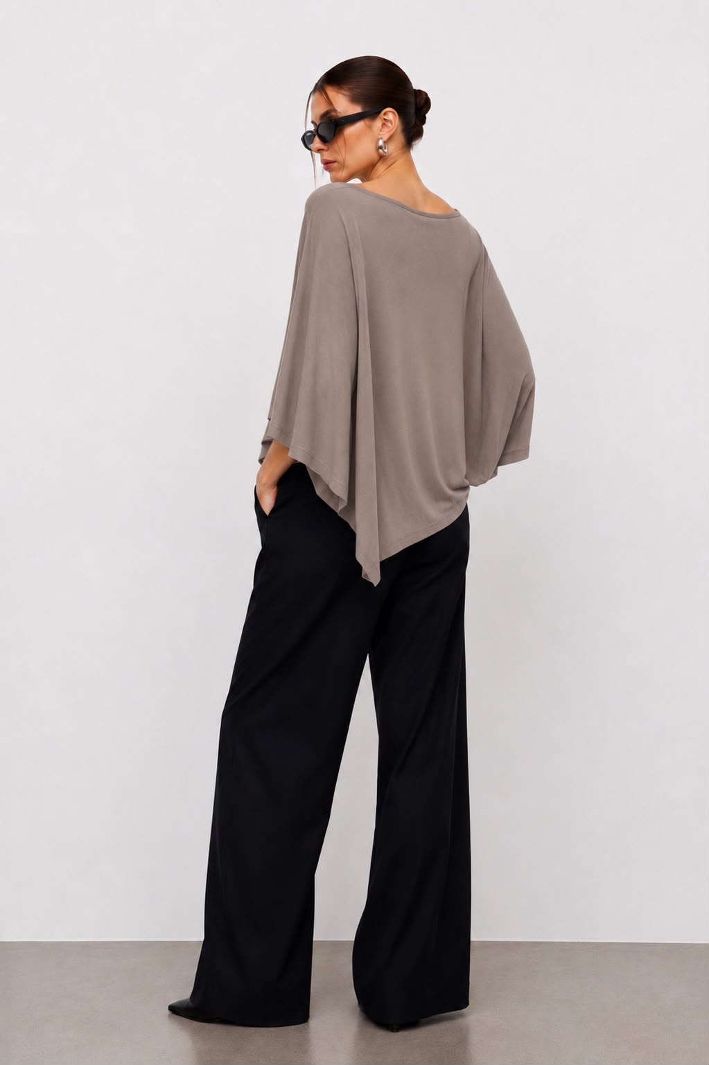 Hira Clothing Asimetrik Kesim Çift Yönlü Salaş Bluz/Panço