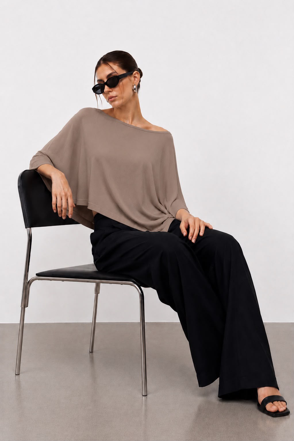 Hira Clothing Asimetrik Kesim Çift Yönlü Salaş Bluz/Panço