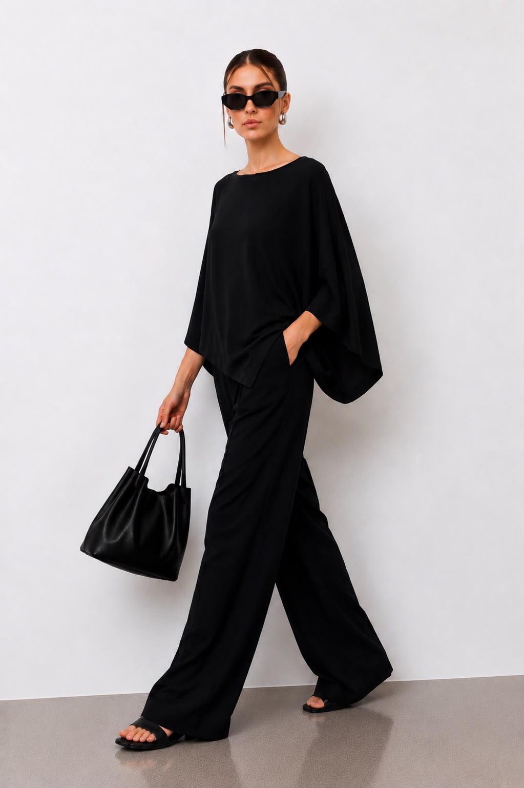 Hira Clothing Asimetrik Kesim Çift Yönlü Salaş Bluz/Panço